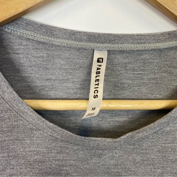 Fabletics Grey Yani Mini Dress Size Medium Tie Bow Sleeve Tshirt Dress - Picture 4 of 5